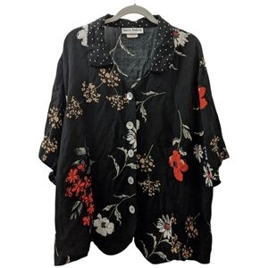 Vintage Sharon Anthony Floral Polka Dot Blouse